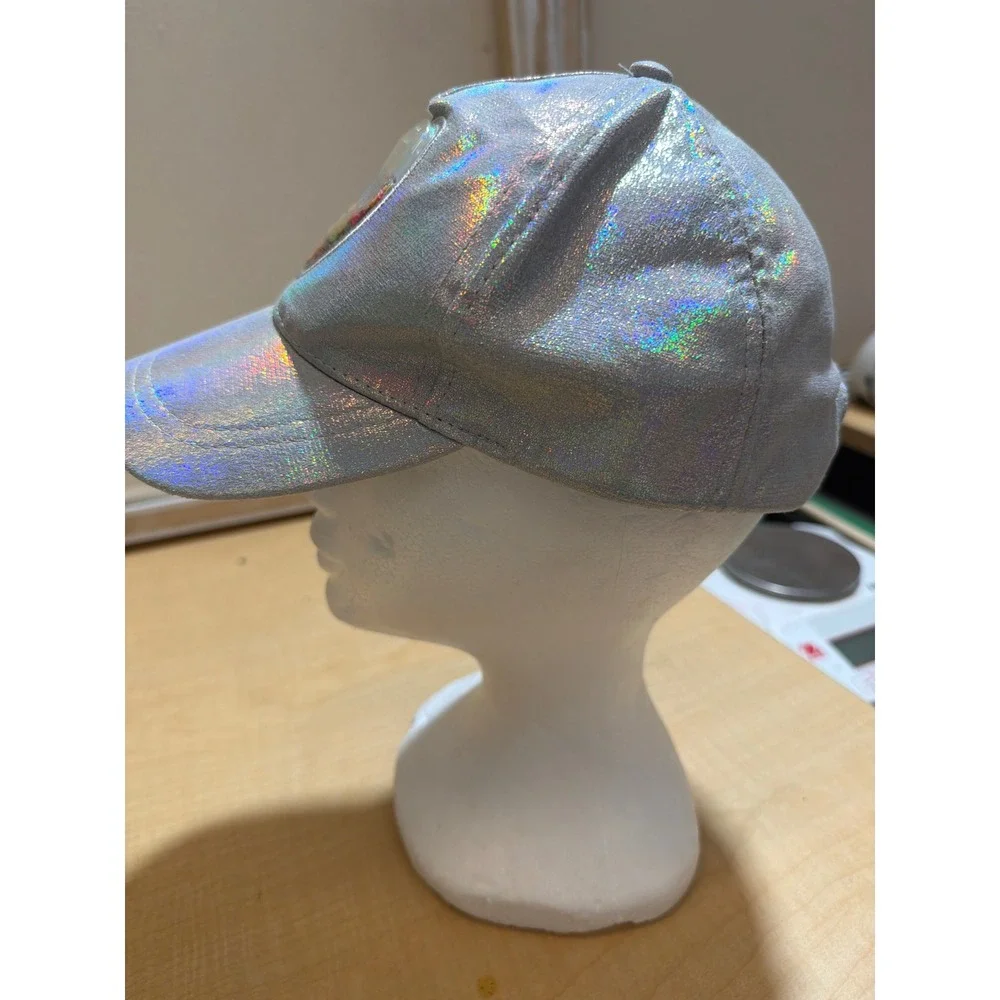 Childrens Place Girls Silver Holographic Love Heart Sequin Shaker Hat S/M 4-7